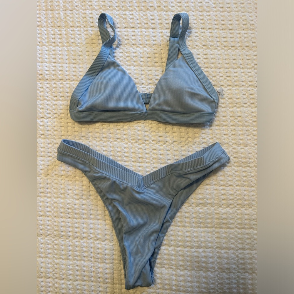 SHEIN Blue Ribbed Bikini Set